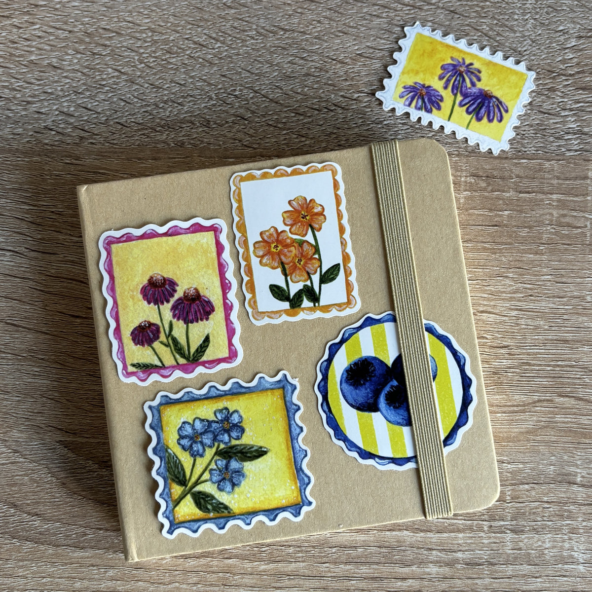 photos de stickers timbres avec des fleurs