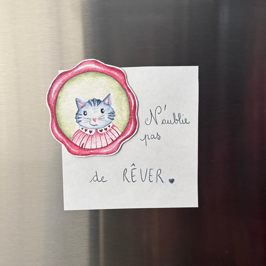 image représentant un aimant avec un portrait de chat