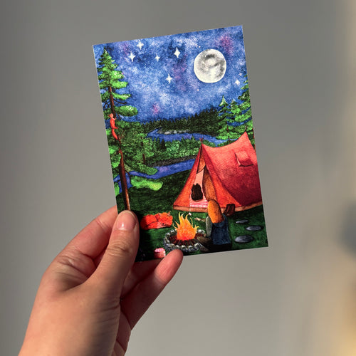 image montrant une carte imprimée de camping à la belle étoile