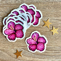 image représentant un sticker hibiscus rose mat