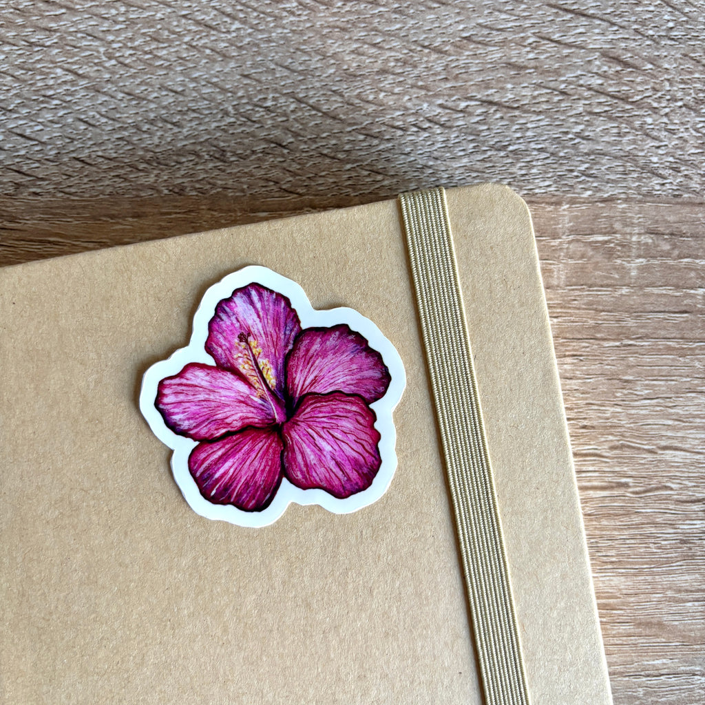 image représentant un sticker hibiscus rose mat