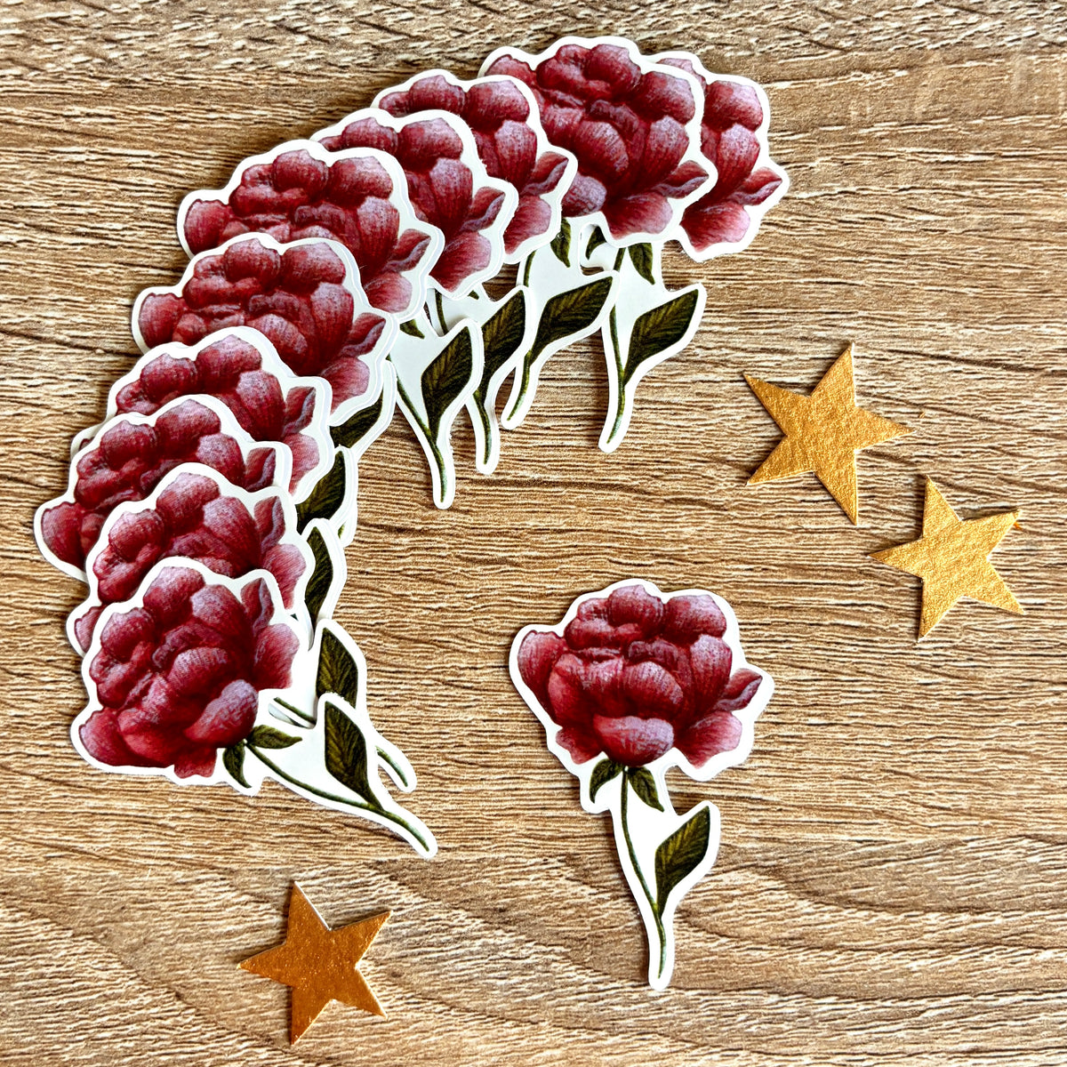 sticker représentant une pivoine rose