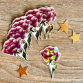 sticker représentant une pivoine rose holographique 